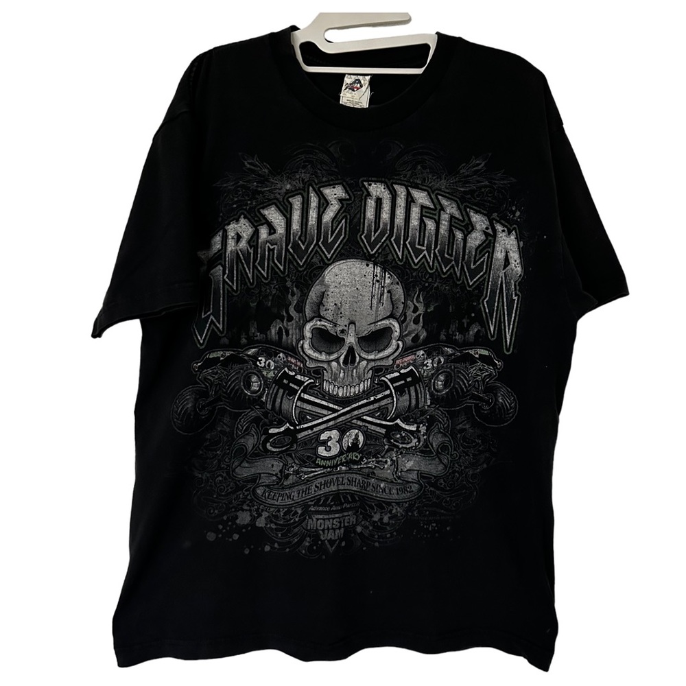 Y2K Grave Digger Vintage Oversized Monster Jam Graphic Short Sleeve T-Shirt L